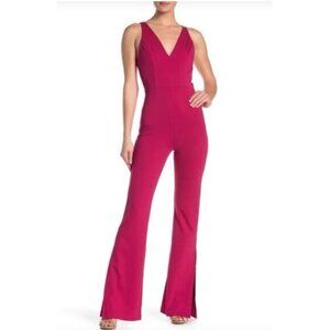 Socialite Pink/Red Sleeveless Jumper With Zipper Back & Leg Slits Size Medium